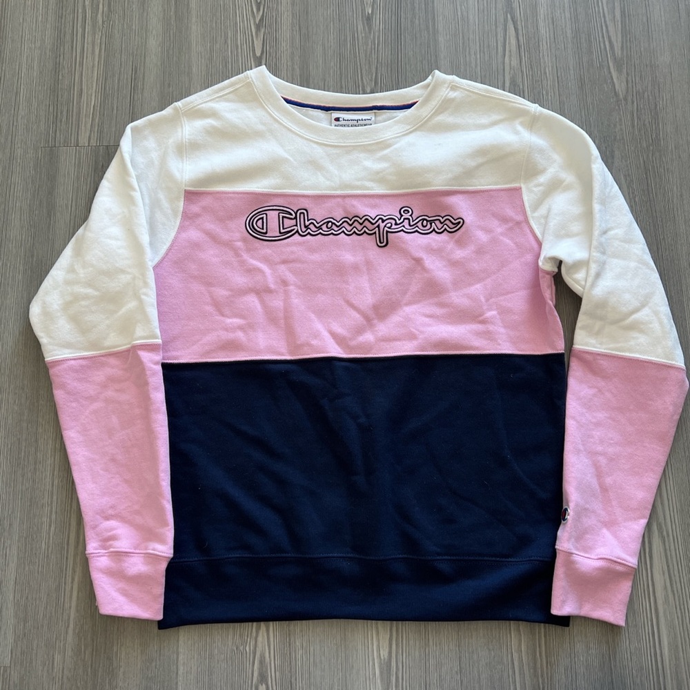 Pink and Blue Champion Sweatshirt
